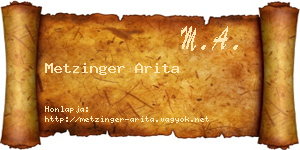 Metzinger Arita névjegykártya
